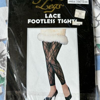 Vintage Golden Legs WHITE Lace Footless Tights OS NOS